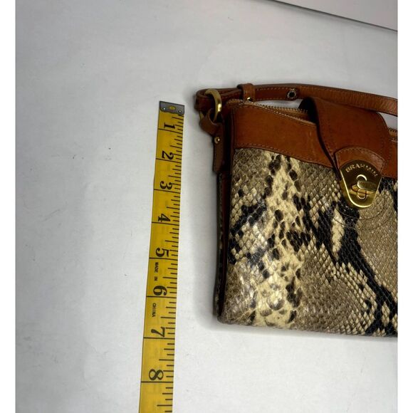 Brahmin Authentic Leather Animal Print Snake Skin Brown Crossbody Bag Womens - Picture 10 of 11